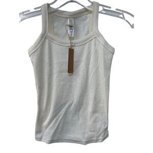 NEW SKIMS Logo Pointelle Cotton Rib Tank Bone Color Size 7 Girls